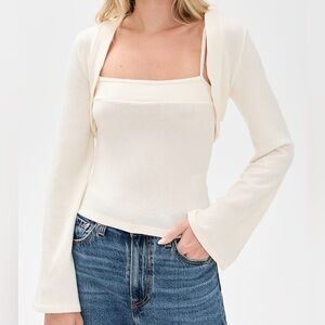Reformation XS Chloe Knit Shrug in Cream